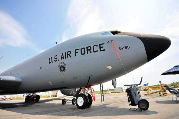 shutterstock_98402081 U.S. Air Force tanker aircraft on display at an airfield