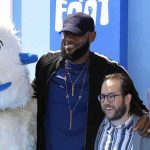 See What LeBron Did During the ANTHEM LeBron James and Channing Tatum pose with a mascot and another attendee