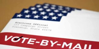 Pope Leo Casts a MAIL-IN Ballot Mail-in ballot envelope with red vote-by-mail banner