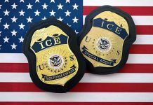 Family Sues Over DEADLY ICE Shooting ICE badges on an American flag background