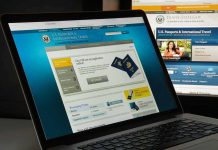 Laptop displaying U.S. passport application website