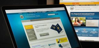 State Department Warns Americans GET OFF Tourist Island Laptop displaying U.S. passport application website