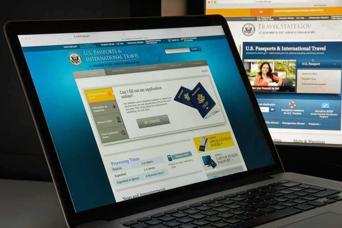 shutterstock_703235014 Laptop displaying U.S. passport application website