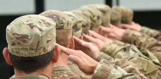 Trump’s Final Word on Fort Hood Execution LIVESTREAM Soldiers in camouflage uniforms saluting in formation