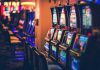 Row of slot machines in a casino