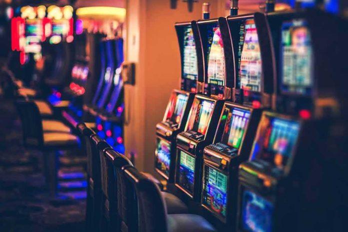 shutterstock_763298764 Row of slot machines in a casino
