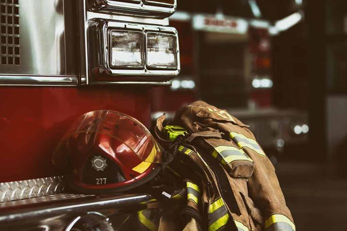 735717718 featured image Firefighter helmet and gear beside a fire truck.