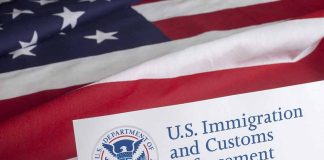 U.S. Immigration and Customs Enforcement document on flag