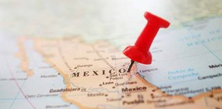 Map of Mexico with red pushpin marking location