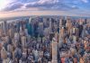 Aerial view of a bustling city skyline