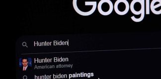 Google search results for Hunter Biden on screen