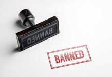Stamp marked banned on white background.