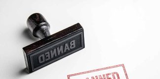 Stamp marked banned on white background.