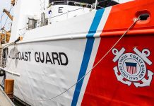 U.S. Coast Guard ship docked at pier