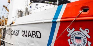 U.S. Coast Guard ship docked at pier