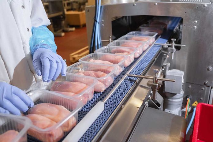 1919119322 featured image Packaged chicken breasts on a factory conveyor belt