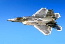 Fighter jet in flight against a clear blue sky