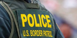 Police US Border Patrol uniform closeup
