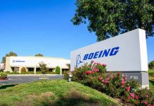 Boeing office building and sign with logo