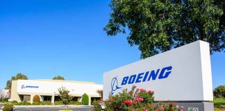 Boeing office building and sign with logo