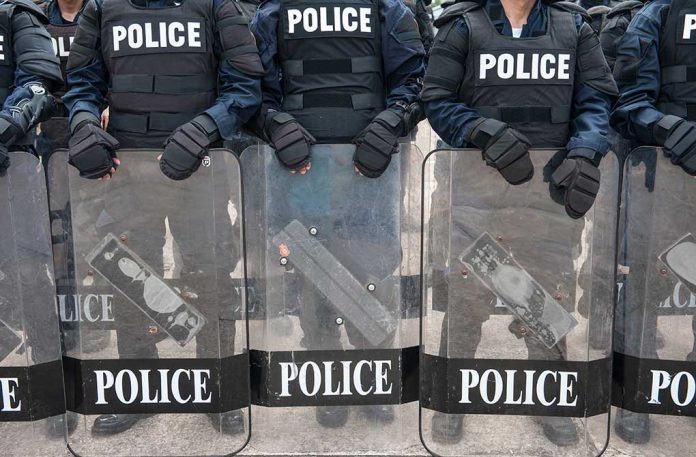 426281377 featured image Police officers in riot gear holding shields
