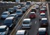 Traffic jam on a multilane highway.