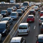 Traffic jam on a multilane highway.