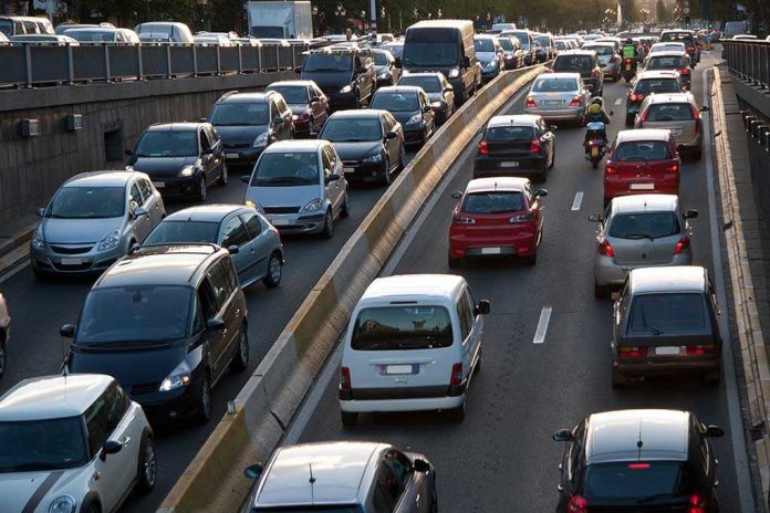 94817464 Traffic jam on a multilane highway.