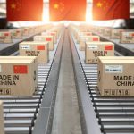 Boxes labeled Made in China on conveyor belt