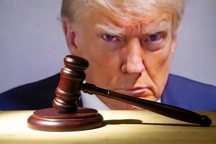 2352989953 Gavel in front of a serious man's face.